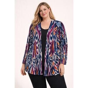 Chicos Summer Romance Ikat Ottoman Cardigan size 3 XL